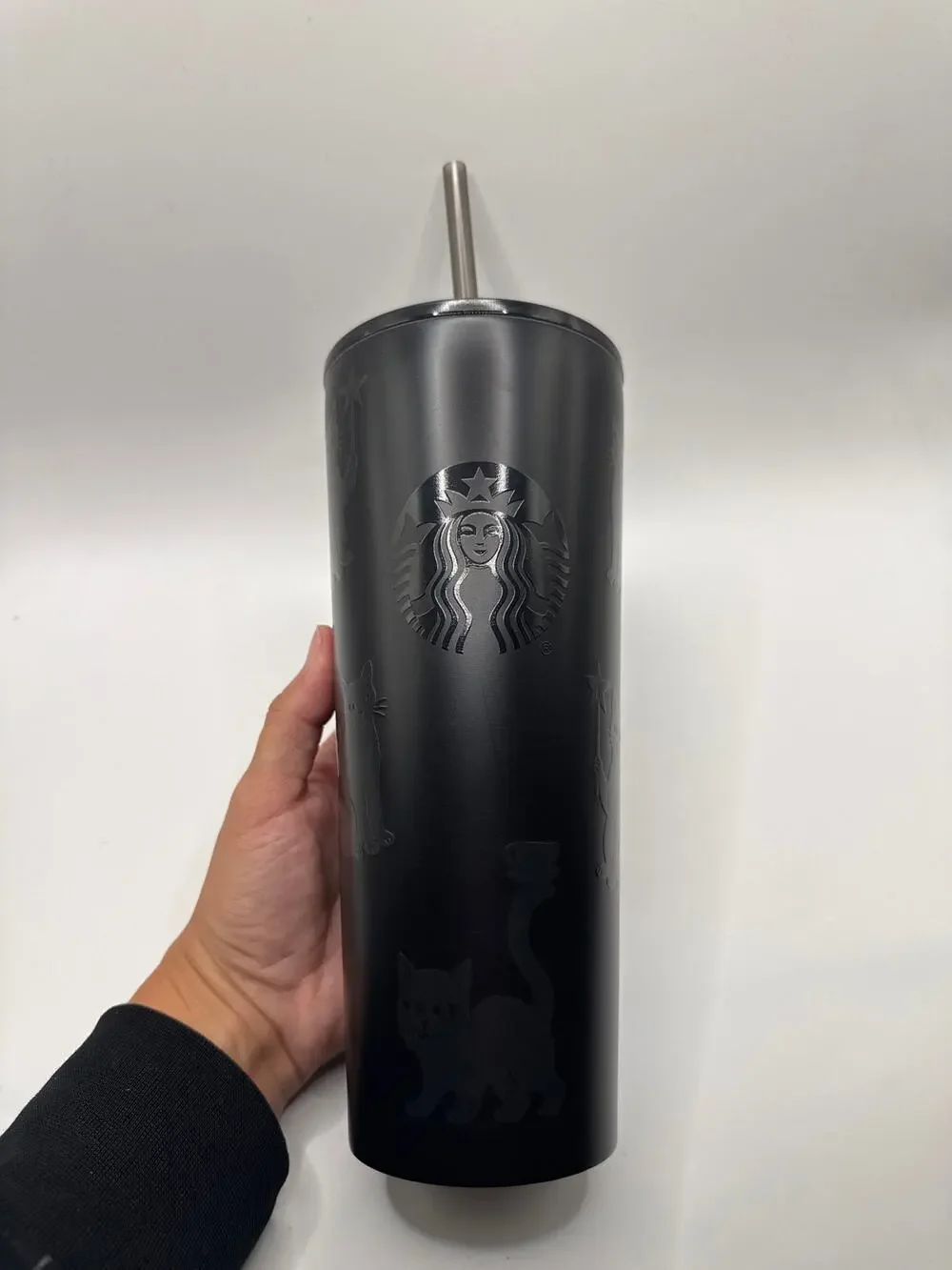 Starbucks Halloween 2026 BLACK CAT Tumbler 23 oz W/Straw Glow in the Dark